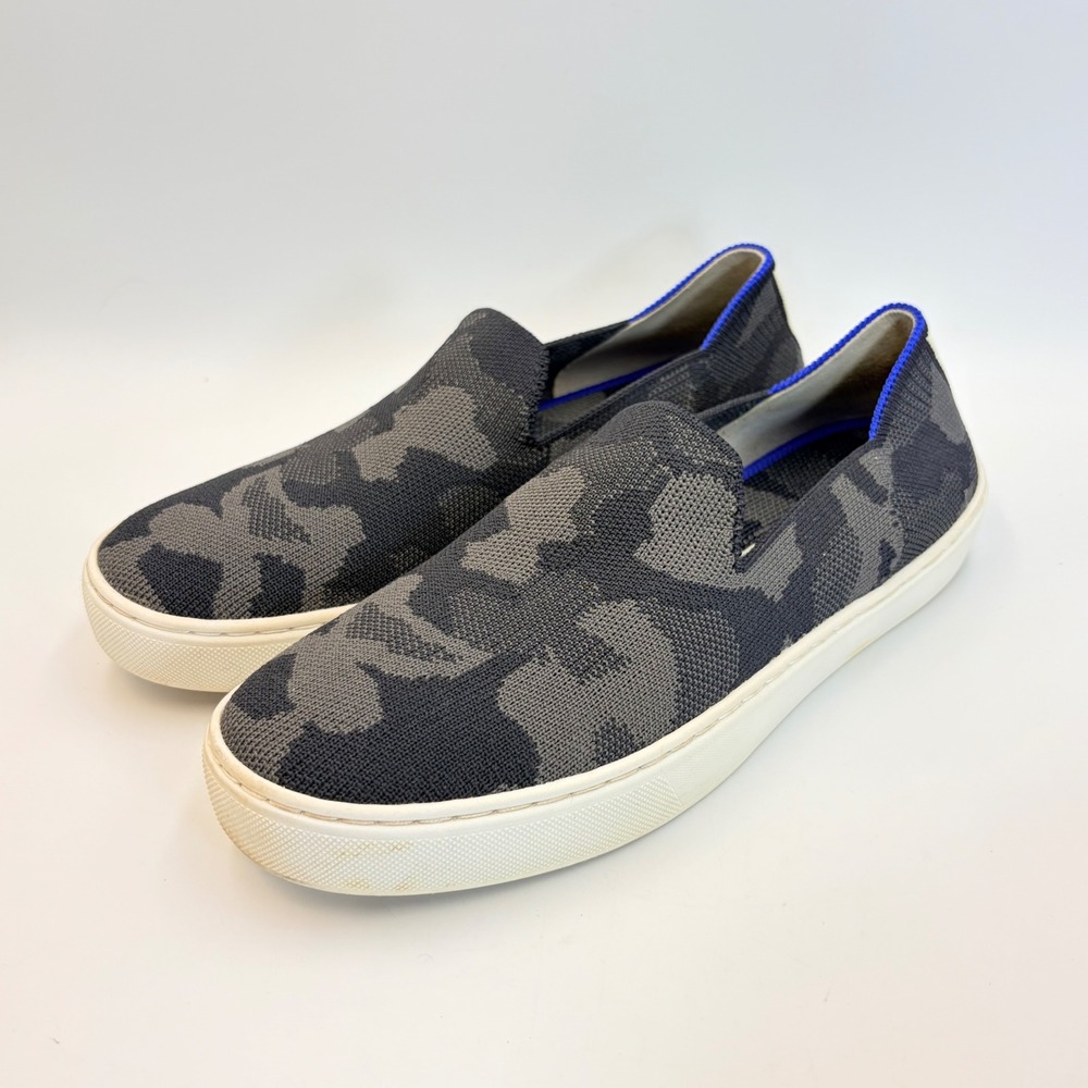 Rothys The Sneaker Grey Camo Slip On Knit Shoes Womens Size 7 Sustainable Flats